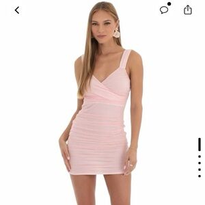 Lucy in the Sky Sweetheart Elegant Pink Ruched Mini Dress